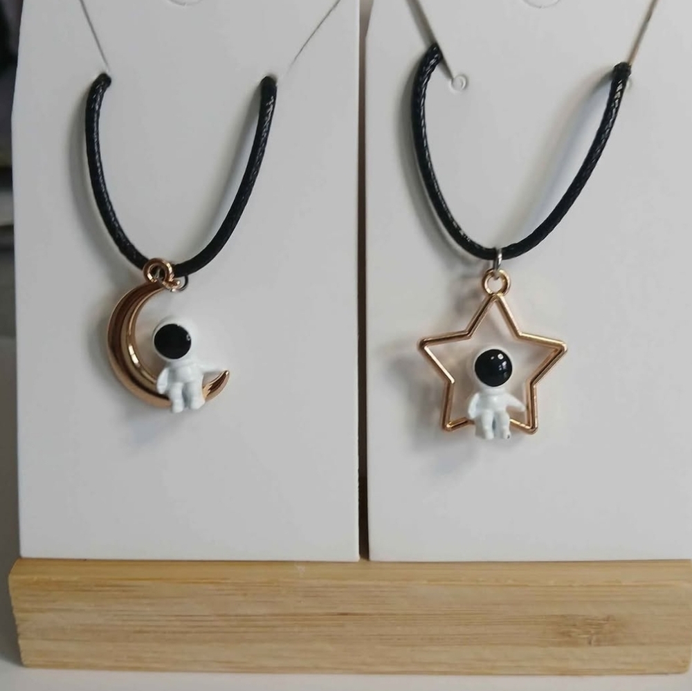3/$8 Astronaut Moon Star Necklace Space Cute Jewlery Accessory Women Teen Girl
